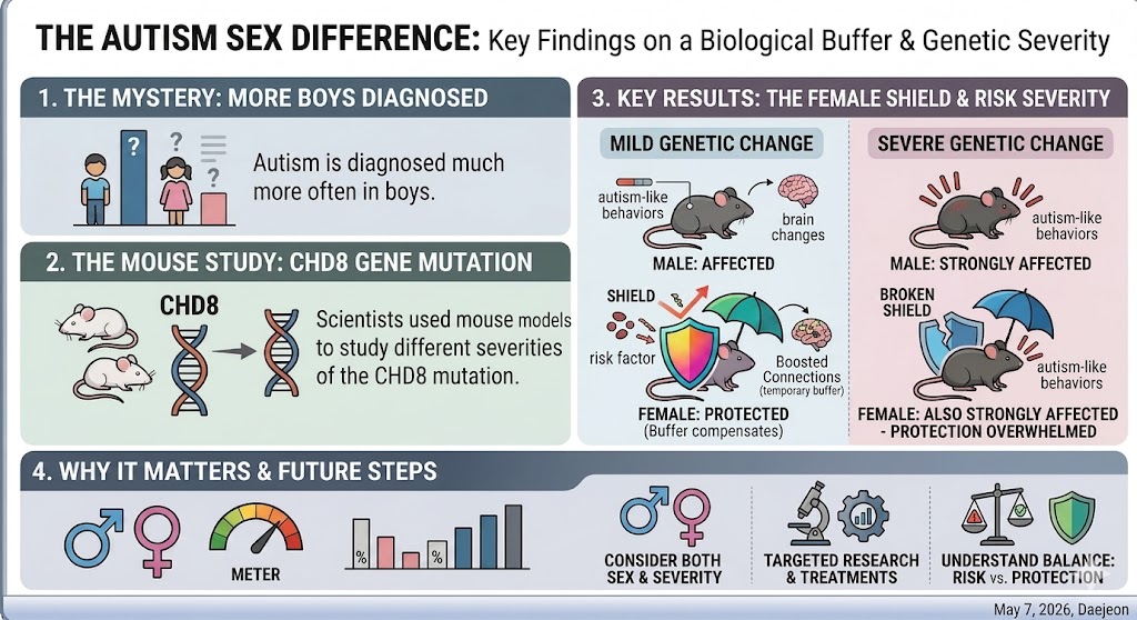 Strong Genetic Mutation Overrides Female Protective Effects in Autism